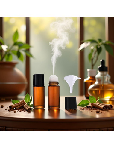 Juego de 2 Botellas Roll-on de Vidrio Marrón 30ml Mozff