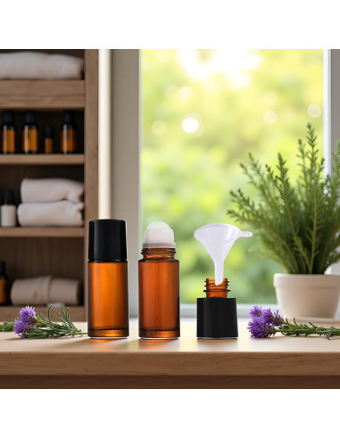 Juego de 2 Botellas Roll-on de Vidrio Marrón 30ml Mozff