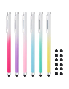 Bolígrafos Stylus Linfanc para Pantallas Táctiles - 6 Pzas, 12 Puntas Reemplazables