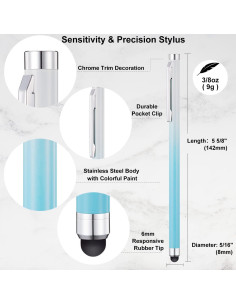 Bolígrafos Stylus Linfanc para Pantallas Táctiles - 6 Pzas, 12 Puntas Reemplazables 2