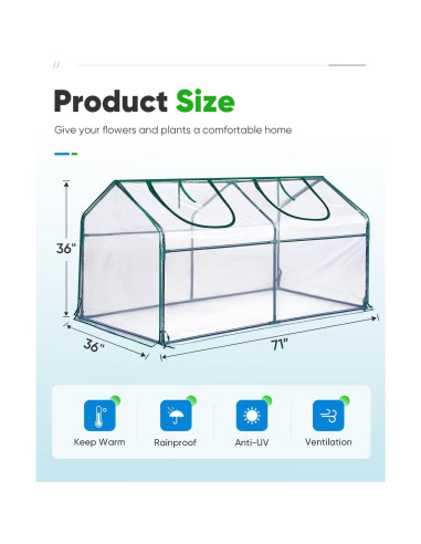 Invernadero Mini Portátil Quictent 180x91x91cm Impermeable