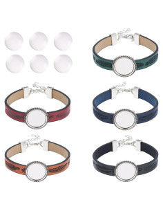 Kit de Pulseras DIY FASHEWELRY 5 Colores Cuero PU Ajustable