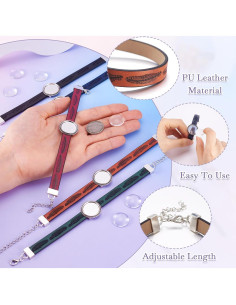 Kit de Pulseras DIY FASHEWELRY 5 Colores Cuero PU Ajustable 2