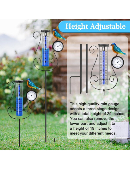 Pluviómetro Digital Grande Rose Manor con Termómetro y Colibrí