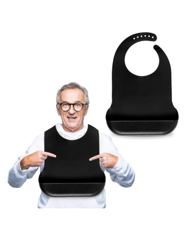 Babero Ajustable de Silicona TaoTazon para Adultos - Impermeable y Lavable