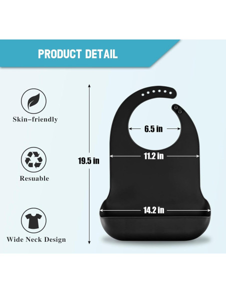 Babero Ajustable de Silicona TaoTazon para Adultos - Impermeable y Lavable