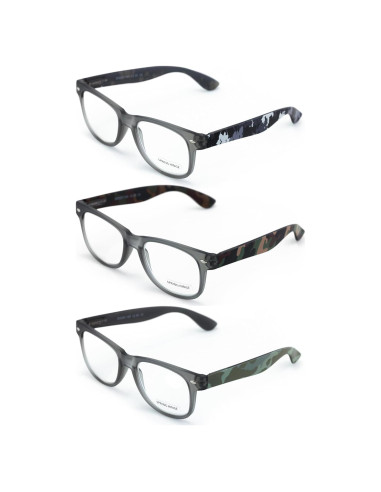 3 Pares Gafas de Lectura Clásicas V.W.E. Camuflaje Militar
