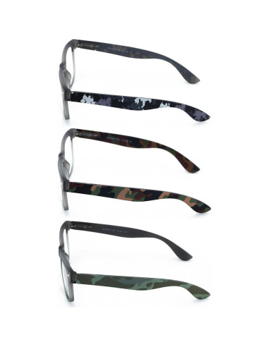 3 Pares Gafas de Lectura Clásicas V.W.E. Camuflaje Militar