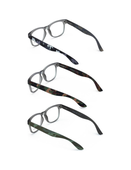 3 Pares Gafas de Lectura Clásicas V.W.E. Camuflaje Militar