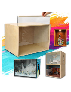 Caja de Diorama de Madera iLAND 39.9x27.9x27.9cm para Miniaturas