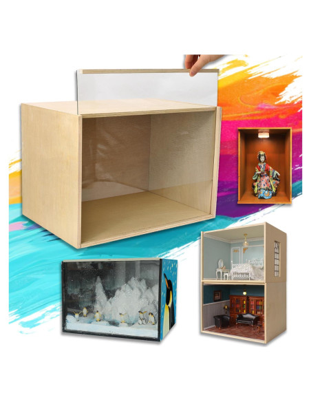 Caja de Diorama de Madera iLAND 39.9x27.9x27.9cm para Miniaturas