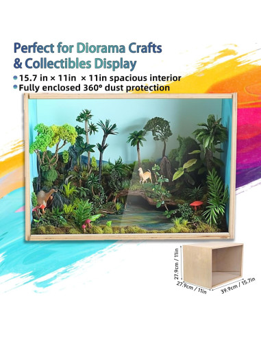 Caja de Diorama de Madera iLAND 39.9x27.9x27.9cm para Miniaturas