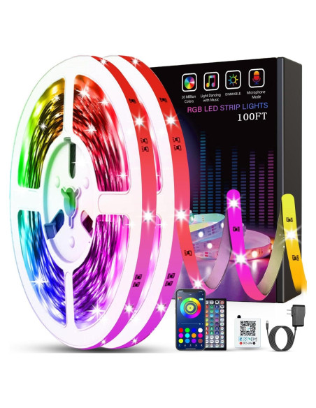 Luces LED Tenmiro 30m RGB con control remoto y app