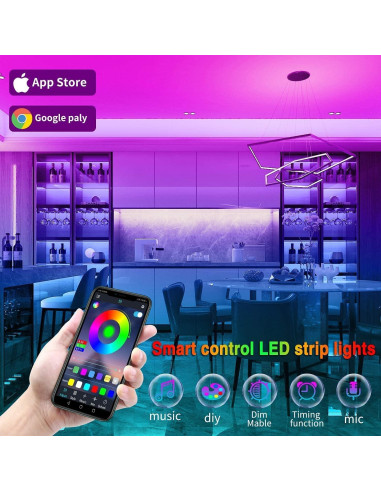 Luces LED Tenmiro 30m RGB con control remoto y app