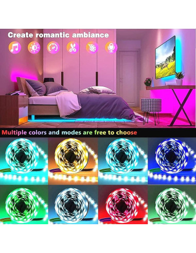 Luces LED Tenmiro 30m RGB con control remoto y app