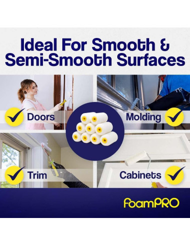 Rodillo de pintura FoamPRO 162 de 2" - Acabado fino, 1 unidad