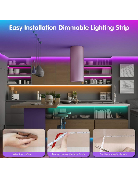 Luces LED Tenmiro 30m RGB con control remoto y app