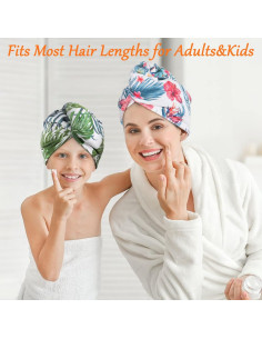 Toalla de Microfibra para Cabello AuroTrends 2Pack Floral y Palmas 2