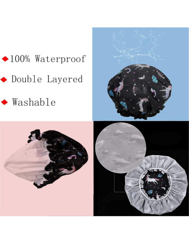 Gorro de Ducha Impermeable Unicornio ZKLLGHE Reutilizable