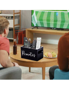 Soporte de Control Remoto ESEHGS de Madera Negro 2 Compartimentos 2