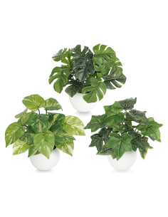 3 Plantas Artificiales en Macetas FOREST PRINCE 19 cm Verde