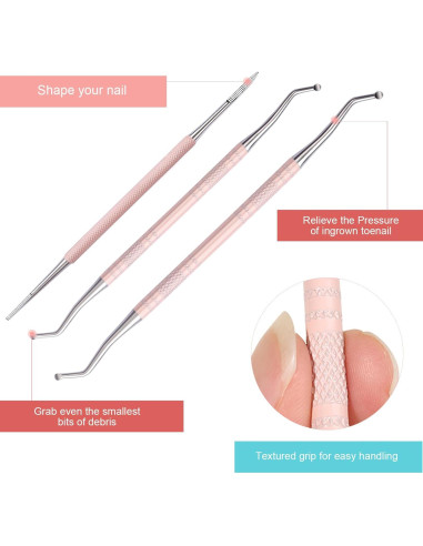 Kit de Pedicura Teenitor para Uñas Encarnadas - 3 Piezas Rosa