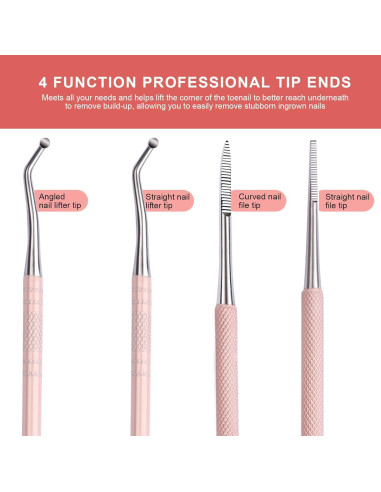 Kit de Pedicura Teenitor para Uñas Encarnadas - 3 Piezas Rosa