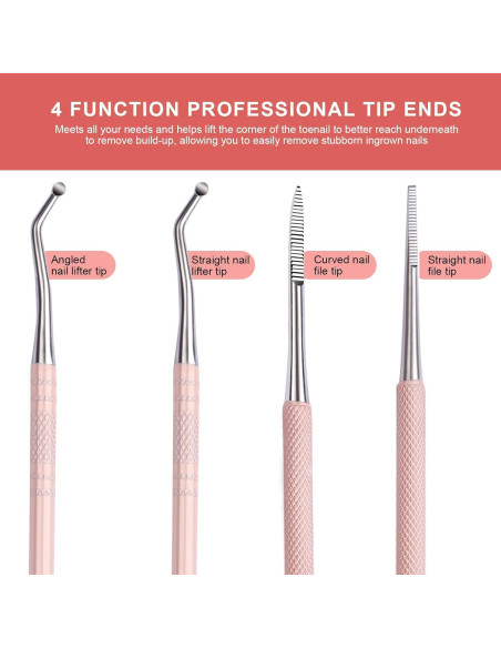 Kit de Pedicura Teenitor para Uñas Encarnadas - 3 Piezas Rosa