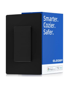 Interruptor de Luz Inteligente ELEGRP Wi-Fi 2.4GHz Negro