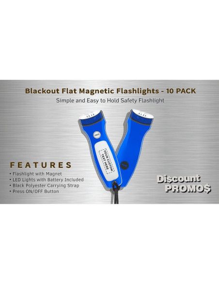 10 Linternas Magnéticas Planas Blackout Descuento Promociones - LED Azul