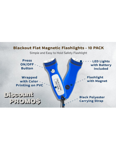 10 Linternas Magnéticas Planas Blackout Descuento Promociones - LED Azul