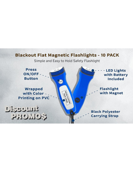 10 Linternas Magnéticas Planas Blackout Descuento Promociones - LED Azul