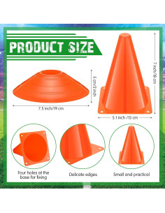 Conos de Entrenamiento Vinsot 48 Conos Naranja 17.78 cm 2