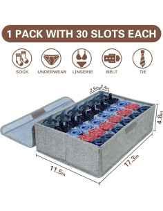 Organizador de Calcetines PINGMIC Gris Plegable 30 Celdas 2