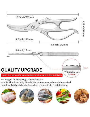 Tijeras de Cocina MAD SHARK Multifuncionales 0.46kg Gris