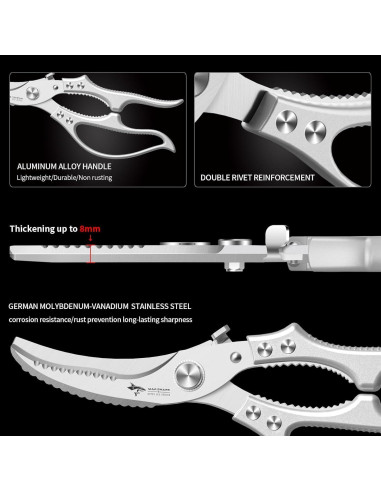 Tijeras de Cocina MAD SHARK Multifuncionales 0.46kg Gris
