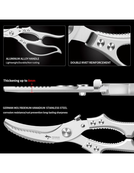 Tijeras de Cocina MAD SHARK Multifuncionales 0.46kg Gris