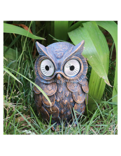 Estatua de Búho de Jardín Dnoifne con Luz Solar, Resina, 19 cm
