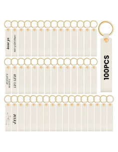 100 Llaveros de Cuero PU Beige Wavyknot para DIY 14.2x2 cm