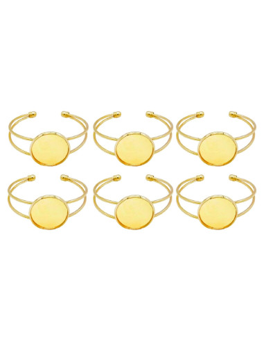 Bandeja de Cabochón Ajustable MIAO JIN 25 mm 6 Pcs Dorado