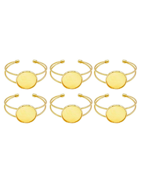 Bandeja de Cabochón Ajustable MIAO JIN 25 mm 6 Pcs Dorado