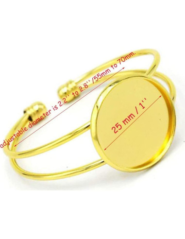 Bandeja de Cabochón Ajustable MIAO JIN 25 mm 6 Pcs Dorado