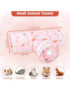 Túnel Colapsable para Mascotas YUEPET Rosa 45x15 cm 2