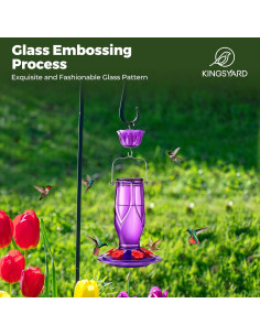Alimentador de Colibrí de Vidrio Kingsyard 0.47L 6 Puertos Púrpura 2