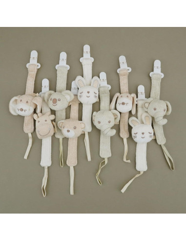 Clip de Chupete COTTONBEBE Unisex Elefante y Oso - 2 Piezas