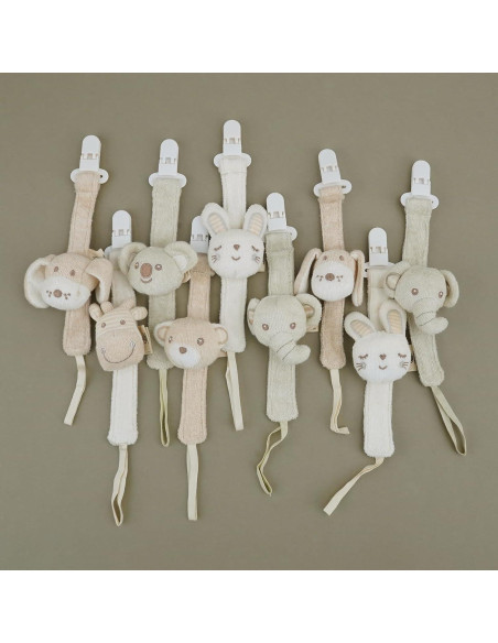 Clip de Chupete COTTONBEBE Unisex Elefante y Oso - 2 Piezas