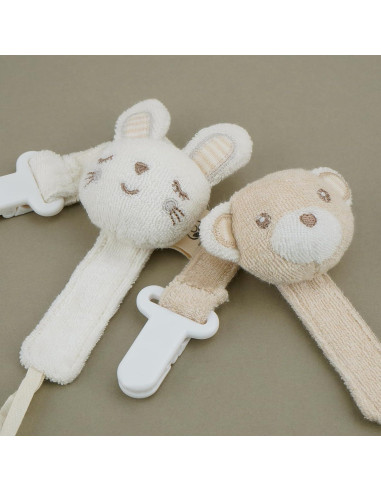 Clip de Chupete COTTONBEBE Unisex Elefante y Oso - 2 Piezas