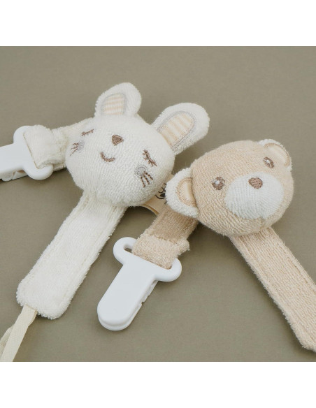 Clip de Chupete COTTONBEBE Unisex Elefante y Oso - 2 Piezas