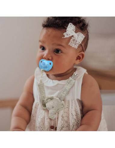 Clip de Chupete COTTONBEBE Unisex Elefante y Oso - 2 Piezas