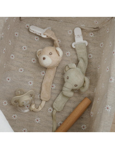 Clip de Chupete COTTONBEBE Unisex Elefante y Oso - 2 Piezas